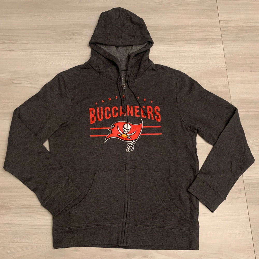 Fanatics Tampa Bay Buccaneers Full Zip Grey‎ Hoodie Men's Sz Medium